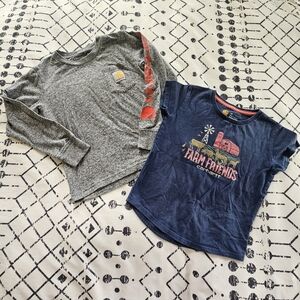 Carhartt Graphic Long Sleeve Pocket T-Shirt & Farm Friends T-shirt Lot, Size 4